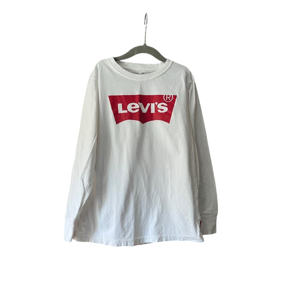 Levi's Boy's Round-Neck T-Shirt Long Sleeves Cotton Casual White Size S 8-10Y